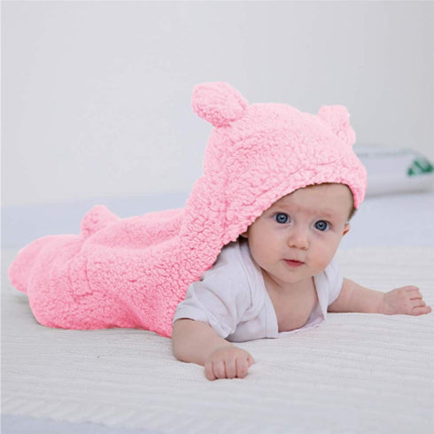 XMWEALTHY Cute Pink Plush Nursery Swaddle Blankets for Newborn Infant Girls Clothes