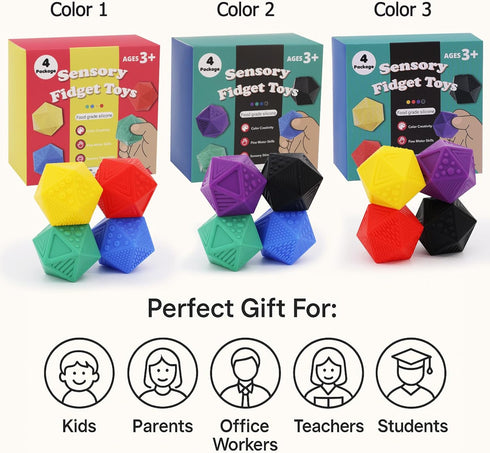 3+ Quiet Sensory Fidget Worry Stone for Kids & Adults Silicone Textured Tube Toy for Autism, ADHD & Anxiety, Calming