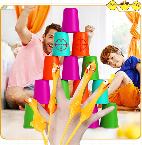 30Pack Finger Slingshot Chicken Rubber,Flick Stretchable Flying Sling Shot Chick Fingers for School Reward Easter