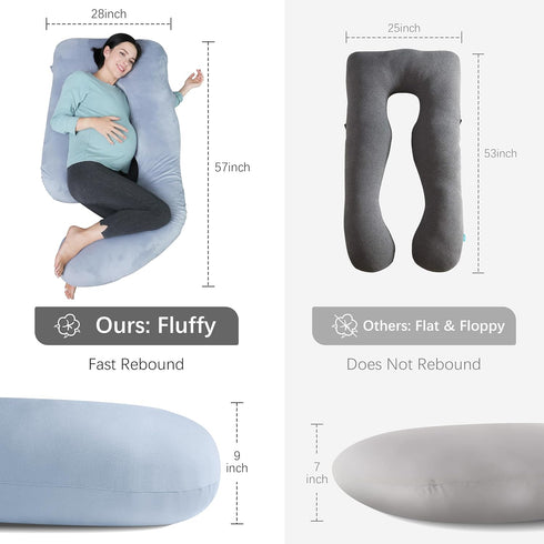 57 Inch MOON PARK Pregnancy Pillows for Sleeping - U Shaped Full Body Maternity Pillow with Removable Cover - Support