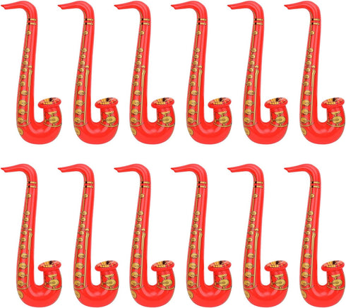Inflatable Saxophone Musical Instruments, Microphone Party Supplies, 12pcs Red Bag Fillers for Hen Night Stag Dress Up