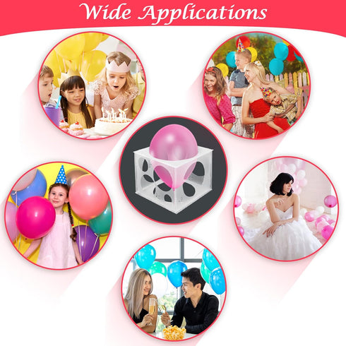 11 Holes Balloon Sizer Cube Box, Catcan 2-10 Inch Collapsible Plastic Balloon Size Measurement Tool for Party Balloon