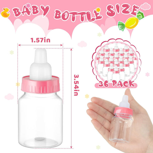 36 3.5 Inch Pcs Baby Bottle Shower Favor Mini Plastic Candy Bottle Clear Bottles for Baby Shower Mini Feeding Candy Box