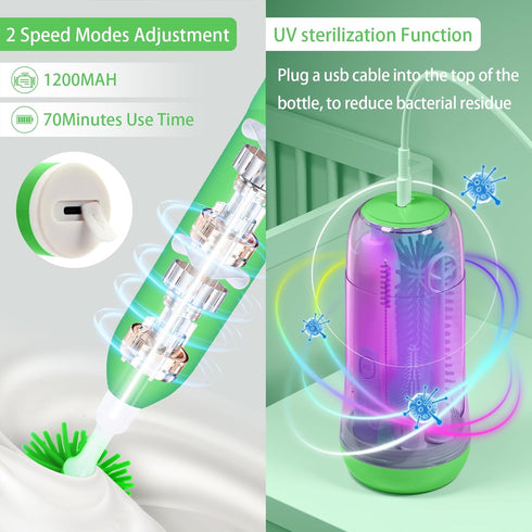 Set Electric Baby Bottle Brush, Rechargable Electric Bottle Brush Cleaner for Travel, Portable Baby Bottle Cleaner