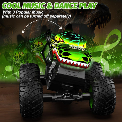 1:20 360 2.4GHz 4-7 2 Gohero Monster Truck Toys for Kids, Dinosaur Toys RC Car Truck with Spins & Drifting, All-Terrain