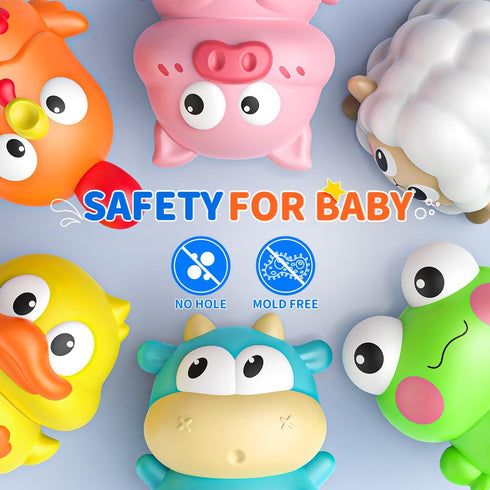 6 Packs 1-3, 2-4, 1 2 3 12-18 Light Up Bath Toys for Kids Ages Farm Animals Bathtub Toys for Toddlers Water Pool Toys