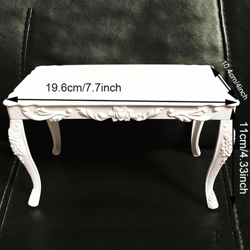 seteu 1:6 Set, Miniature Scale White Victorian Dining Table and Chair Dollhouse Furniture, Decorative Accessories