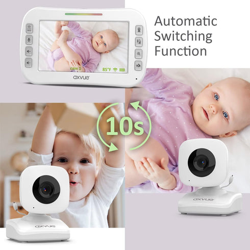 Axvue 4.3" 2 1000ft, 12 2-Way Video Baby Monitor, Comfortable Slim Design Handheld Enclosure, Screen Monitor & Camera