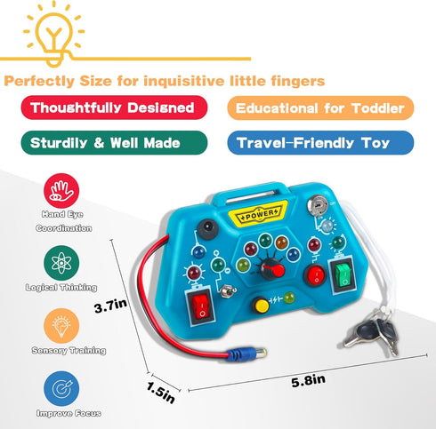 Toddler Toys LED Busy Board - Montessori Toy for 1-3 Year Old, Kids Sensory Board for Learning Activities