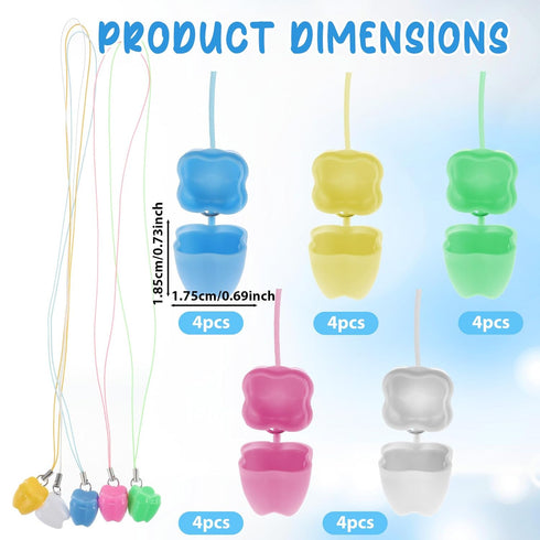 Qianyu 20Pcs Tooth Saver Necklaces Lost Teeth Storage Box Milk Teeth Necklace Little Cases Tooth Fairy Bag Organizer