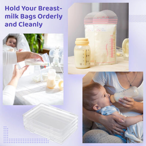 Tressify 12 7.5 5.1 0.7 Inches Clear Breast Milk Freezer Storage Trays, Space-Saving X X Organizers for Easy