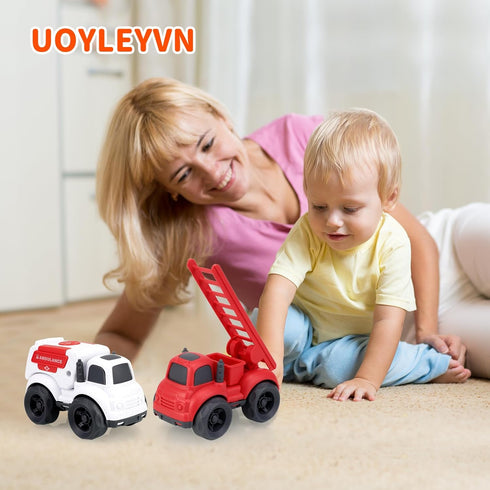 2 3 3 1 2-4, Toddler Toy Cars for Year Old Boy, in Police Car Firetruck Toys and Ambulance for Toddlers, BPA Free