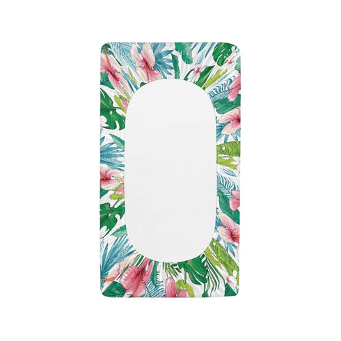 Diaper Baby Changing Pad Cover Lovely Tropical Hibiscus Retro Floral Diaper Changing Table Pad Mats Changing Table Sheets for Girls Boys Stretchy Bassinet Fitted Sheets Breathable, Green