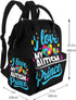 Qewfoju Backpack Backpack I Love My Autism Print Diaper Bag Large Capacity Diaper Baby Changing Bags