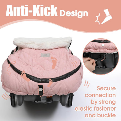 ACRABROS Car Seat Cover Baby, Winter Infant Carseat Canopy with Zipper Peeping Window, Waterproof Universal Fitted