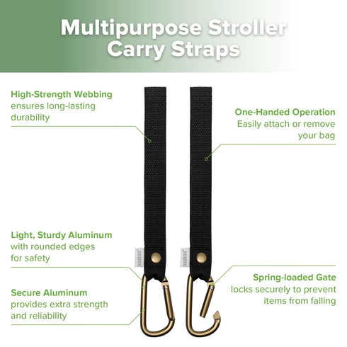 Backpacks, 2 Pack haakaa Baby Stroller Hooks for BagsUniversal Stroller Clips and Hooks, Non-Slip with One-Hand