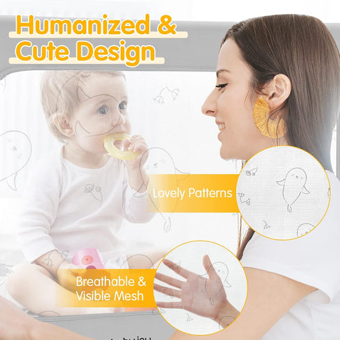 70'' BABY JOY Bed Rails for Toddlers, Extra Long, Height Adjustable Kids Rail Guard w/Double Safety Lock