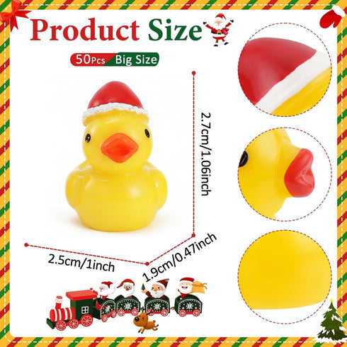kapeiluo 50Pcs Mini Resin Ducks, Mini Christmas Ducks Miniature Duck Figures Ornament for Craft, Dollhouse, Garden