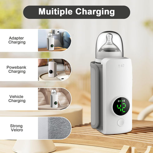 VVU&CCO Charging,6-Speed Nutrition,360 Portable Bottle Warmer,Travel-Easy,Type-C Temperature Control,Locked-in Degree