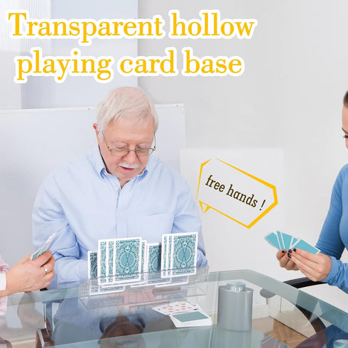 2 Pcs Playing Card Holders - Acrylic Organizers with 4 Slots for Seniors and Adults, 10 x 2.3 x 2.3 Inch