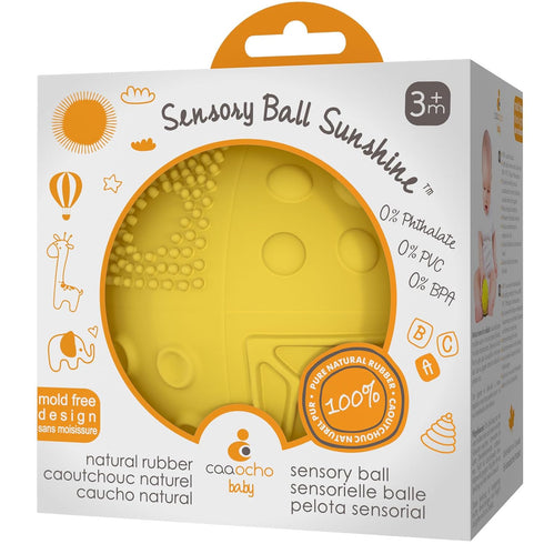 caaocho Pure Natural Rubber Sensory Ball Sunshine 3" - BPA Free Baby Toy for Sensory Development, Perfect Bouncer