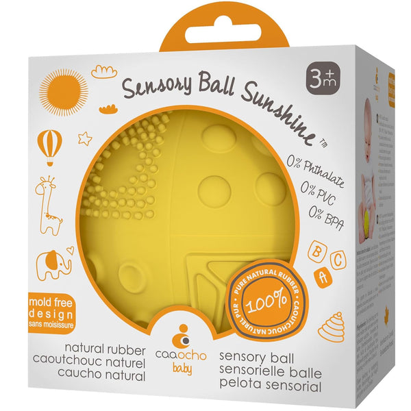 caaocho Pure Natural Rubber Sensory Ball Sunshine 3" - BPA Free Baby Toy for Sensory Development, Perfect Bouncer