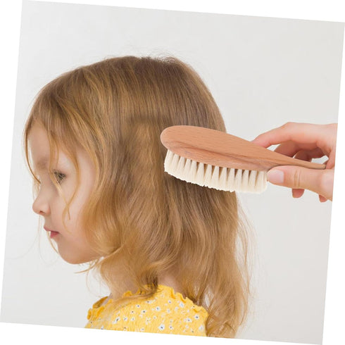 Set Natural Wool Brush and Comb for Gentle Newborn Hair Care