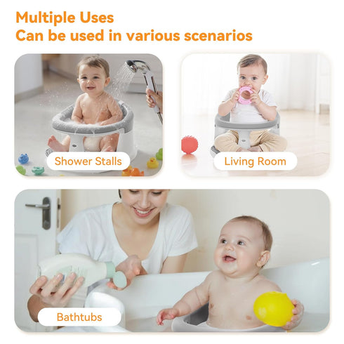 BORRAV 6 360 Baby Bath Seat for Babies Months & Up - Protection Baby Bath Chair with Temperature Alert & Cushion |