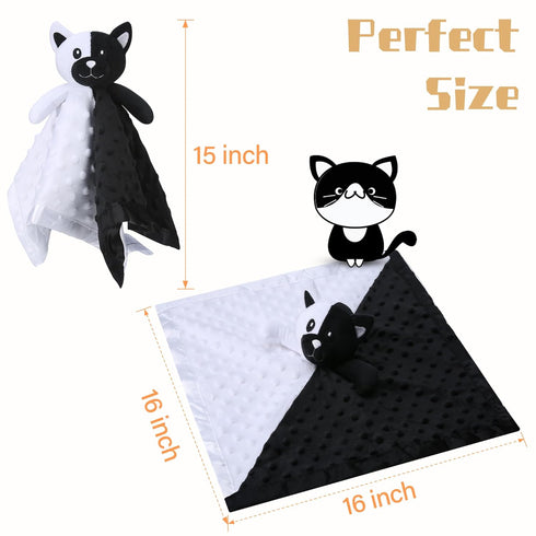 Pro Goleem Cat Loveys for Babies, Soft High Contrast Security Blanket, 16 Inch Baby Toys for Boys and Girls