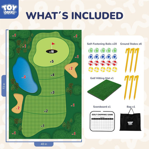 TOY Life Chipping Golf Game Mat, Indoor Outdoor Games for Kids & Family, Backyard Golf Set