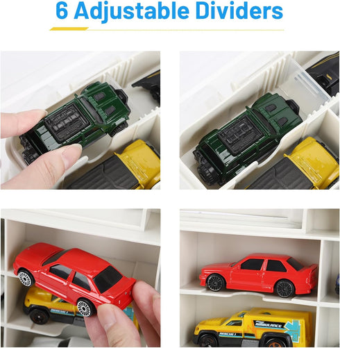 1/64 48-Slot Saichotoy Storage Case for Hot Wheels - Carrying Display Case for Scale Toy Cars, Double-Sided Transparent