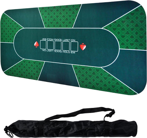 JIESITE 71 x 36Inch Texas Hold'Em Poker Mat Portable Rubber Poker Table Top