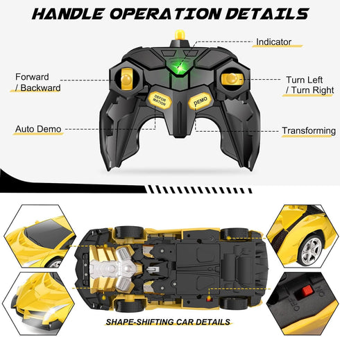 Dolanus Remote Control Car, Transform Robot RC Cars for Ages 5-12, Kids Toys, Birthday Gifts for Boys