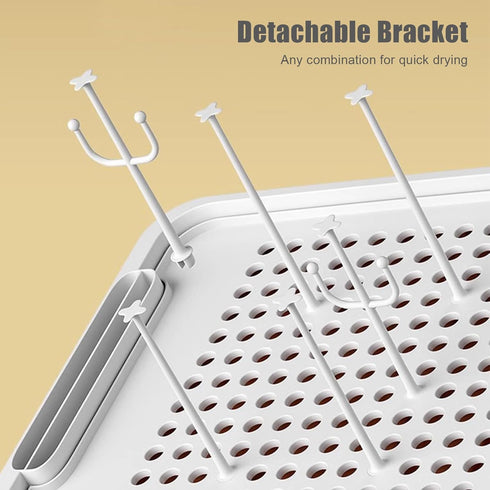 Topjia Kitchen(14.5x11.4in, Portable Baby Bottle Drying Rack with Cover Drain &Handle,Large Capacity Anti-Dust Toddler