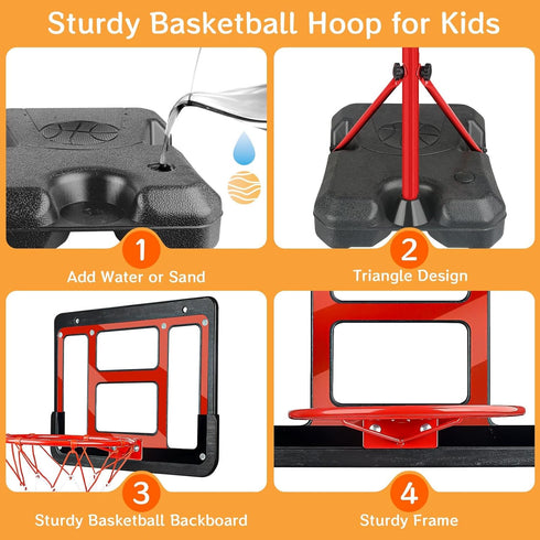 Boys Toy Gifts for 3-8 Years Old, Adjustable Height Kids Basketball Hoop 3.5FT-6.2FT, Indoor Outdoor Game Gifts