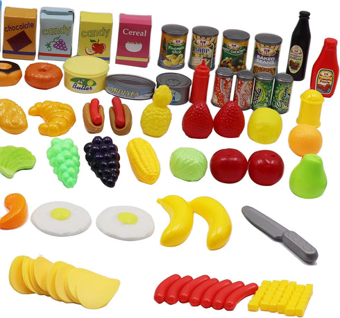DREAM COLLECTION Set 120 Flat River Group , Pretend Food with Carry Bag - Plastic Food Toys, Food Collection of Pieces