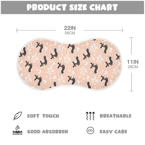 KICPOAY 2 22 11 Inch Muslin Baby Burp Cloths, Cute Dachshund Dog Muslin Baby Rags Comfy Soft Absorbent in for Newborn