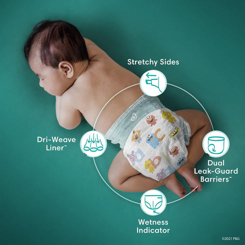 Pampers Baby Dry Diapers, Size 1, 204 Count, Absorbent Disposable Diapers