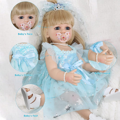 Realistic 22 Inch Reborn Baby Doll - Silicone Full Body American Girl, Weighted Soft Toy Birthday Gift Set for Over 3
