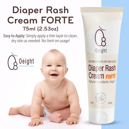 100% 75ml Oeight Diaper Rash Cream Forte, Dermatologically Tested & Hypoallergenic Formula for Baby Skin with Natural