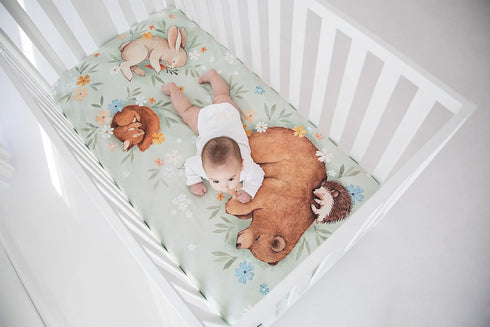 100% (52 28 inches) Rookie Humans Cotton Sateen Fitted Crib Sheet: Enchanted Meadow. Modern Nursery, Use as a Photo