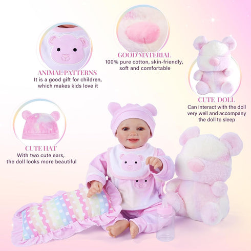 8 17-22 Inch BABESIDE Pcs Reborn Baby Doll Clothes with Bassinet for Babydolls, Reborn Baby Doll Accessories fit