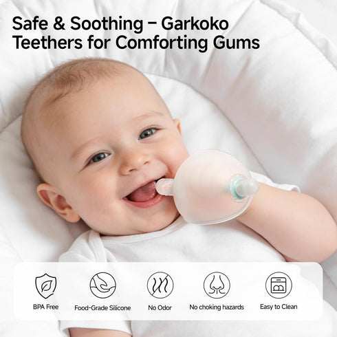 3-6 3-18 Garkoko Baby Teething Toys, No-Drop Silicone Baby Teether Toy for Babies Months & Months, BPA-Free Infant