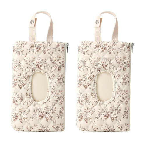 Quilted Baby Wipe Holder Quilted Wipe Pouch Portable Hanging Floral Wet Wipes