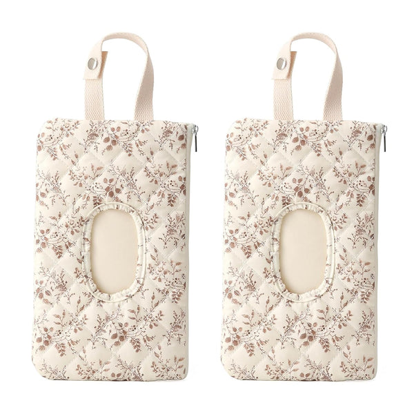 Quilted Baby Wipe Holder Quilted Wipe Pouch Portable Hanging Floral Wet Wipes