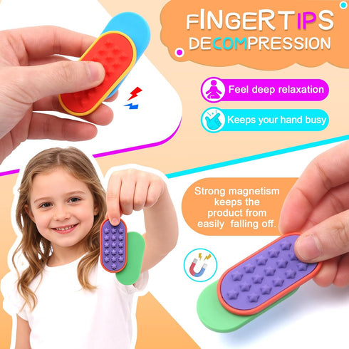 FlufiFiea 6 Pack 3 Pack Sensory Fidget Toys - Fidget Rings and Silicone Magnetic Sliders for Kids, Sensory Toys