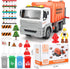 12" 4 Garbage Truck Toys Trash Truck Dump Truck with Garbage Cans, Friction Powered Truck with Sound and Light,Push