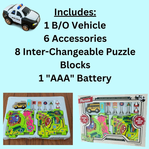 Perfect Life Ideas Set 50 Perfect Life Idea School Bus Vehicle Puzzle Track Play - Battery Operated Toy Themed Style