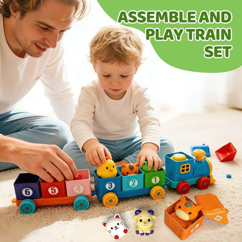 KiddoTOYZ 2 3 Old-Counting Toddler Learning Toys for Year Matching & Sorting Activity Montessori Train Toys with Farm