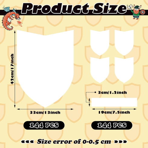ReliThick 36 Pcs Blank Paper Shields for Kids DIY Cardboard Shields Craft to Decorate with Handles for Markers Crayons